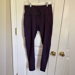 Spyder Active Leggings Womens Medium Purple Cargo Pocket Drawstring Athletic